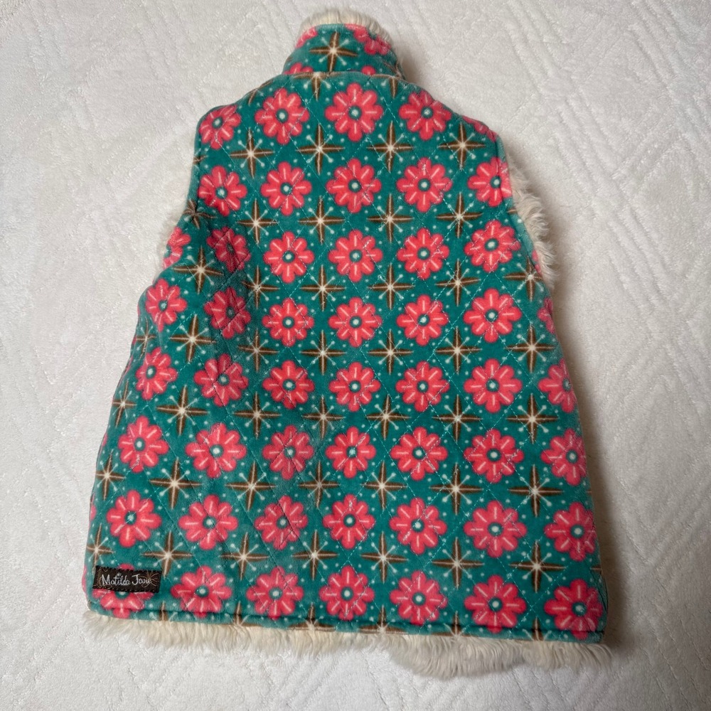 Boho Reversible Matilda Jane Snow Queen Faux Fur Floral Vest Girls Sz 5 Est - Picture 4 of 6